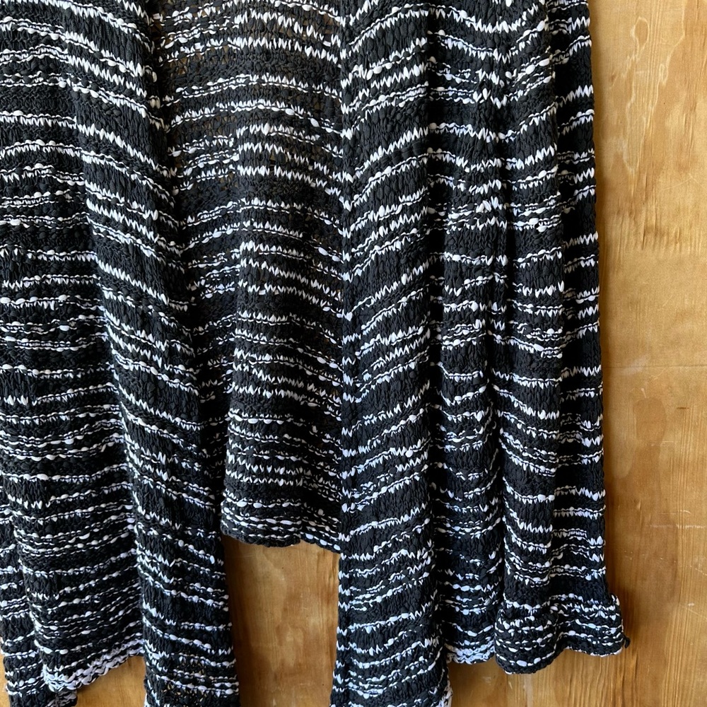 Eileen Fisher Cotton Black and White knit Open Front Cardigan - Picture 4 of 10